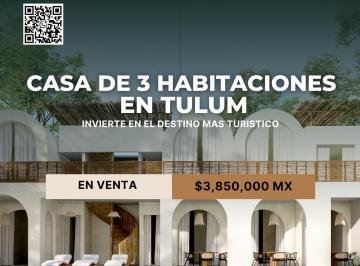 Departamento · 133m² · 3 Recámaras · 2 Estacionamientos · Villa en Venta en Tulum 3 Habitaciones con Alberca, Patio, Roof