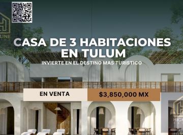 Departamento · 133m² · 3 Recámaras · 2 Estacionamientos · Villa en Venta en Tulum 3 Habitaciones con Alberca, Patio, Roof