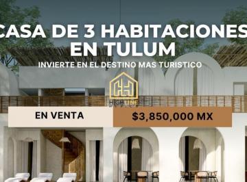 Departamento · 133m² · 3 Recámaras · 2 Estacionamientos · Villa en Venta en Tulum 3 Habitaciones con Alberca, Patio, Roof