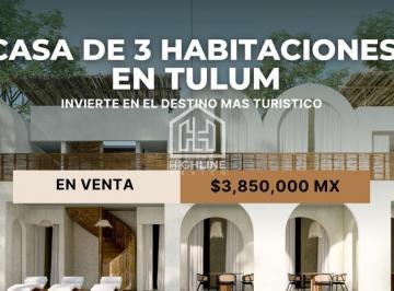 Departamento · 133m² · 3 Recámaras · 2 Estacionamientos · Villa en Venta en Tulum 3 Habitaciones con Alberca, Patio, Roof