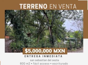 Terreno / Lote · 800m² · Terreno en San Sebastián del Oeste. Jalisco. de 800 m². Listo a Escriturar.