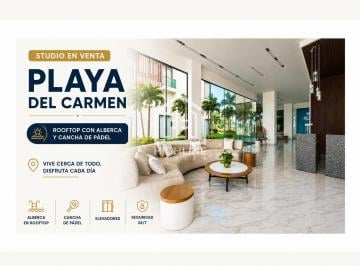 Departamento · 41m² · 1 Recámara · 1 Estacionamiento · Venta de Studio Playa del Carmen con Rooftop Alberca y Cancha de Padel
