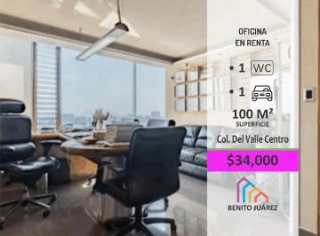Oficina · 100m² · Excelente Oficina en Renta Amueblada o Sin Amueblar en del Valle Centro
