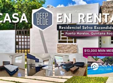 Casa de 2 habitaciones, Puerto Morelos · Casa en Renta Selva Escondida Amplio Patio Bardeado