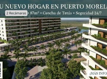 Departamento · 87m² · 2 Recámaras · Departamento en Venta en Puerto Morelos 1 Recamara con Estacionamiento y Alberca