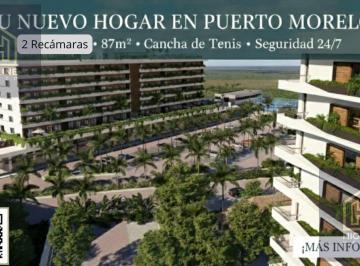 Departamento · 87m² · 2 Recámaras · Departamento en Venta en Puerto Morelos 1 Recamara con Estacionamiento y Alberca