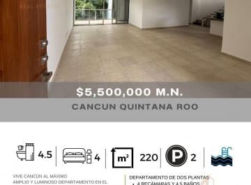 Departamento · 230m² · 4 Recámaras · 2 Estacionamientos · Penthouse de Dos Pisos 4 Habitaciones, Más Estudio y 4.5 Baños Cerca de Plaza Las Américas