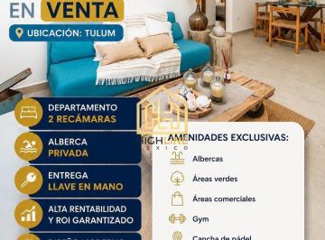 Departamento · 102m² · 2 Recámaras · 1 Estacionamiento · Departamento en Venta Tulum 2 Recamaras con Alberca