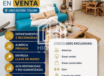 Departamento · 102m² · 2 Recámaras · 1 Estacionamiento · Departamento en Venta Tulum 2 Recamaras con Alberca