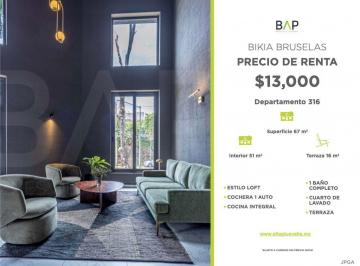 Departamento de 1 habitación, León · Moderno Departamento Estilo Loft en El Centro de León.