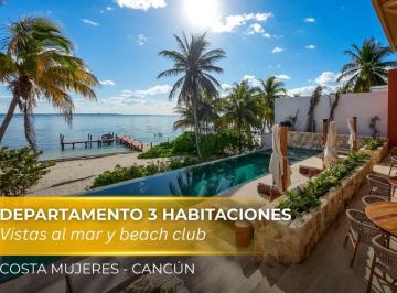 Departamento · 224ha · 3 Recámaras · 2 Estacionamientos · Departamento en Venta de 3 Habitaciones en Costa Mujeres Cerca de La Playa | Vista Al Mar y Alberca