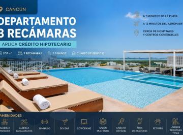 Casa · 207m² · 3 Recámaras · 2 Estacionamientos · Departamento 3 Recámaras | Cancún | Entrega Inmediata Acepta Creditos | con Alberca