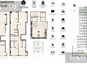 Departamento · 313m² · 3 Recámaras · 2 Estacionamientos · Condesa Pent House Roof Garden Privado 313 m