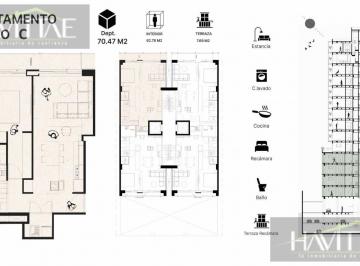 Departamento · 70m² · 1 Recámara · Condesa Departamento 1 Recamara Exterior