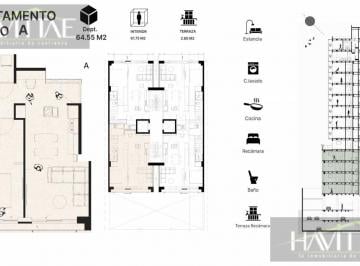 Departamento · 64m² · 1 Recámara · Condesa Departamento 1 Recamara con Balcon