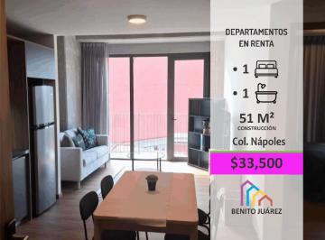 Departamento · 51m² · 1 Recámara · Modernos Departamentos Amueblados en Súper Ubicación en Nápoles