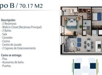 Departamento · 70m² · 2 Recámaras · 2 Estacionamientos · Departamento en Venta Dinastía, Monterrey
