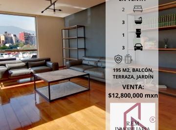 Departamento · 195m² · 2 Recámaras · 3 Estacionamientos · Venta Departamento Lomas del Pedregal con Terraza Balcón de 20 m²