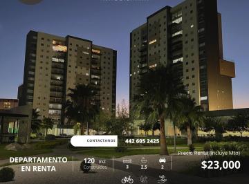 Departamento de 3 habitaciones, Querétaro · Departamento de 3 Recámaras Amueblado en Renta en Biosfera Towers Juriquilla