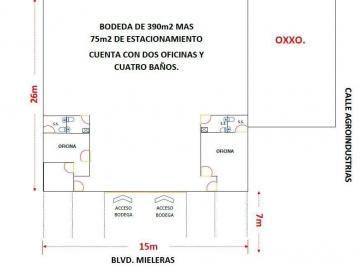 Bodega comercial · 390m² · Bodega en Renta en Parque Industrial Oriente, Torreón, Coahuila.