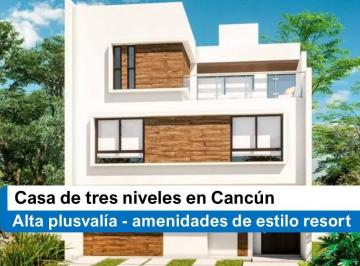 Casa · 166m² · 3 Recámaras · 2 Estacionamientos · Casa de Tres Niveles en Cancún – Terraza Privada y Amenidades de Estilo Resort con Plusvalía