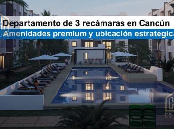 Departamento · 109m² · 3 Recámaras · 2 Estacionamientos · Departamento en Cancún con Excelente Plusvalía: 3 Recámaras y Entorno Residencial Premium