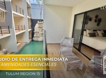 Departamento · 50m² · 1 Recámara · 1 Estacionamiento · Departamento Estudio en Venta con Balcón en Tulum Cerca de La Playa | Entrega Inmediata