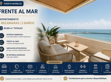 Departamento · 89m² · 2 Recámaras · 1 Estacionamiento · Departamento de 2 Recámaras Frente Al Mar | Puerto Morelos | Entrega Inmediata
