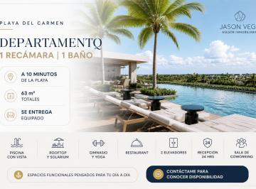 Departamento · 63m² · 1 Recámara · 1 Estacionamiento · Departamento 1 Recámara | Playa del Carmen | Zona de Crecimiento Constante | con Rooftop