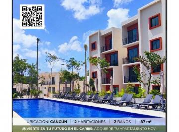 Departamento · 87m² · 2 Recámaras · 2 Estacionamientos · Departamento en Venta en Av Huayacan Cancun 2 Habitaciones Alberca / Cancha