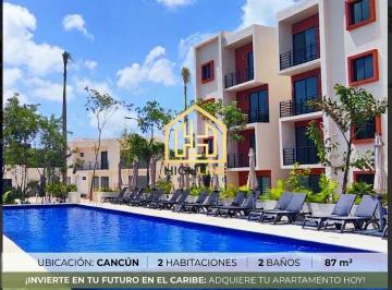 Departamento · 87m² · 2 Recámaras · 2 Estacionamientos · Departamento en Venta en Av Huayacan Cancun 2 Habitaciones Alberca / Cancha