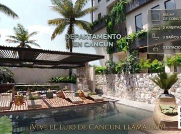 Departamento · 166m² · 3 Recámaras · 3 Estacionamientos · Departamento en Venta en Cancún 3 Recamaras con Lobby y Canchas de Paddel