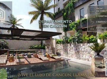 Departamento · 166m² · 3 Recámaras · 3 Estacionamientos · Departamento en Venta en Cancún 3 Recamaras con Lobby y Canchas de Paddel