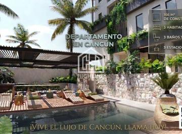Departamento · 166m² · 3 Recámaras · 3 Estacionamientos · Departamento en Venta en Cancún 3 Recamaras con Lobby y Canchas de Paddel