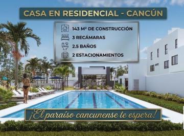 Casa · 143m² · 3 Recámaras · 2 Estacionamientos · Casa en Venta en Cancun 3 Habitaciones con Alberca y Gym