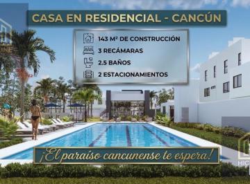 Casa · 143m² · 3 Recámaras · 2 Estacionamientos · Casa en Venta en Cancun 3 Habitaciones con Alberca y Gym