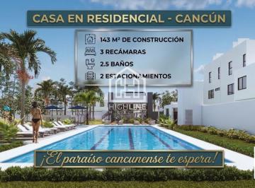 Casa · 143m² · 3 Recámaras · 2 Estacionamientos · Casa en Venta en Cancun 3 Habitaciones con Alberca y Gym