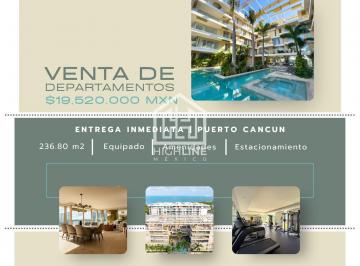 Departamento · 236m² · 3 Recámaras · 1 Estacionamiento · Excelente Oportunidad Para Inversionistas, Listo Para Rentar o Vivir Puerto Cancún, Zona Exclusiva