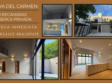 Casa · 166m² · 3 Recámaras · 2 Estacionamientos · Casa de 3 Recámaras, Terraza, Balcón, Alberca Privada. Playa del Carmen. Entrega Inmediata.