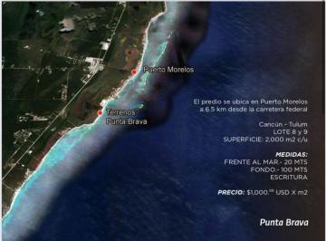 Terreno / Lote , Puerto Morelos · Venta Lote en Punta Brava, con Frente de Mar. Puerto Morelos