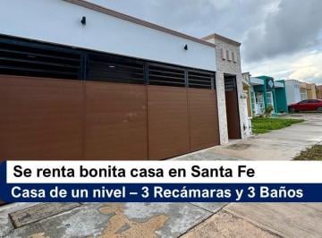 Casa · 168m² · 3 Recámaras · 2 Estacionamientos · Se Renta Casa de un Solo Nivel - 3 Habitaciones - 3 Baños - 2 Estacionamientos Cerrados