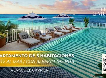Departamento · 153ha · 3 Recámaras · 2 Estacionamientos · Departamento de Lujo de 3 Habitaciones en Playa del Carmen a Pocos m de La Playa | Gym y Cowork