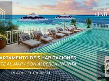 Departamento · 153ha · 3 Recámaras · 2 Estacionamientos · Departamento de Lujo de 3 Habitaciones en Playa del Carmen a Pocos m de La Playa | Gym y Cowork