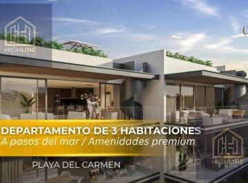 Departamento · 191ha · 3 Recámaras · 2 Estacionamientos · Departamento en Venta de 3 Habitaciones en Playacar a Pocos m de La Playa | Alberca y Cowork