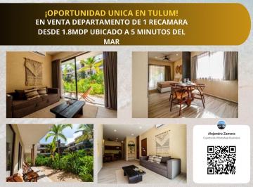 Departamento · 37m² · 1 Recámara · 1 Estacionamiento · Departamento en Venta Equipado y Amueblado a 10 Minutos de La Zona Hotelera Ubicado en Tulum