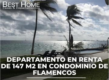 Departamento · 147m² · 3 Recámaras · 2 Estacionamientos · Se Renta Departamento de 147 m² en Condominio de Flamencos - Cancún