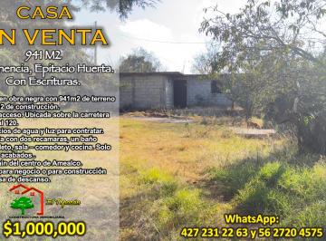 Casa · 80m² · 3 Recámaras · 5 Estacionamientos - LAURA HERRERA  · Casa en Venta con 941 m² de Terreno, Ubicada en La Tenencia, Epitacio Huerta, Michoacán.