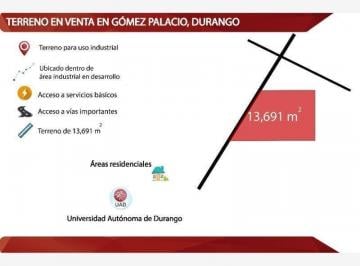 Terreno industrial · 13691m² · Terreno en Venta en Parque Industrial en Gomez Palacio