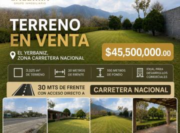 Terreno / Lote , Santiago · Terreno en Venta en El Yerbaniz, con 30 m de Frente a Carretera Nacional