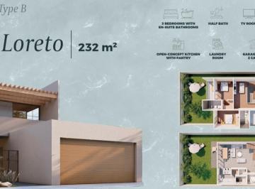 Casa · 232m² · 3 Recámaras · 2 Estacionamientos · Casa en Preventa en Punta Piedra Modelo Loreto